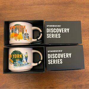 2 Starbucks Discovery Series New York 2oz Mugs orange & yellow NWT